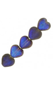 Czech Hearts beads 6mm Crystal etched azuro full 00030/22283
